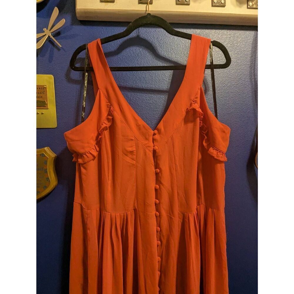 City Chic Maxi Dress Saffron Coral-Peach Button-Front Boho Plus Size 16 0X NWT - Picture 2 of 6